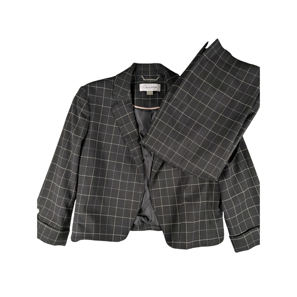 Calvin Klein Women's Plaid Blazer Skirt Suit Set Career Business Size 4